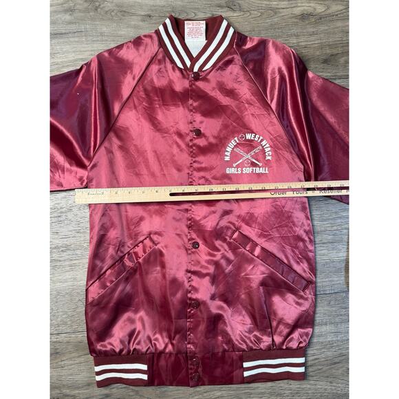 Vintage 1998 Cardinal Satin Jacket Manuet West Nyack White Sox Softball Small - Picture 4 of 5